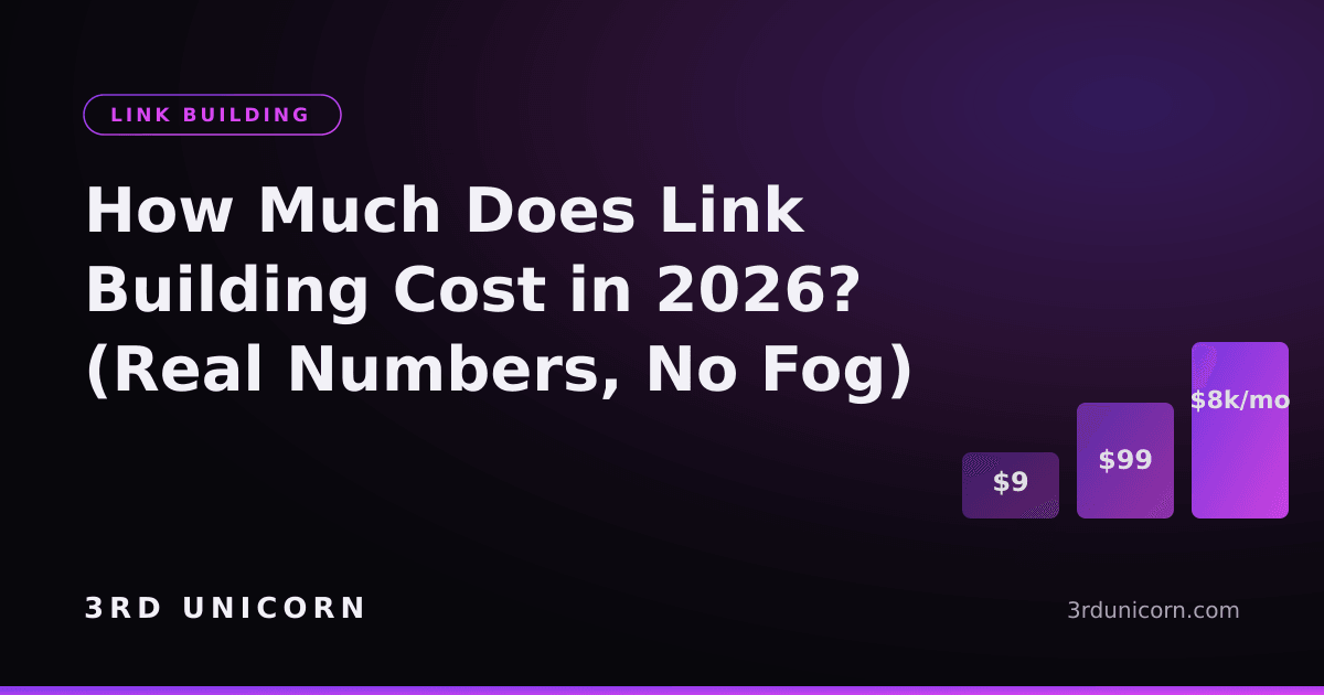 Branded graphic: how much does link building cost in 2026 — real numbers, no fog