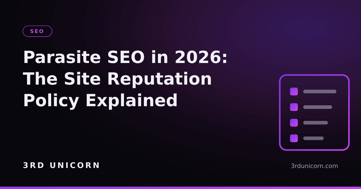 Branded graphic: parasite SEO in 2026 — Google's site reputation policy explained