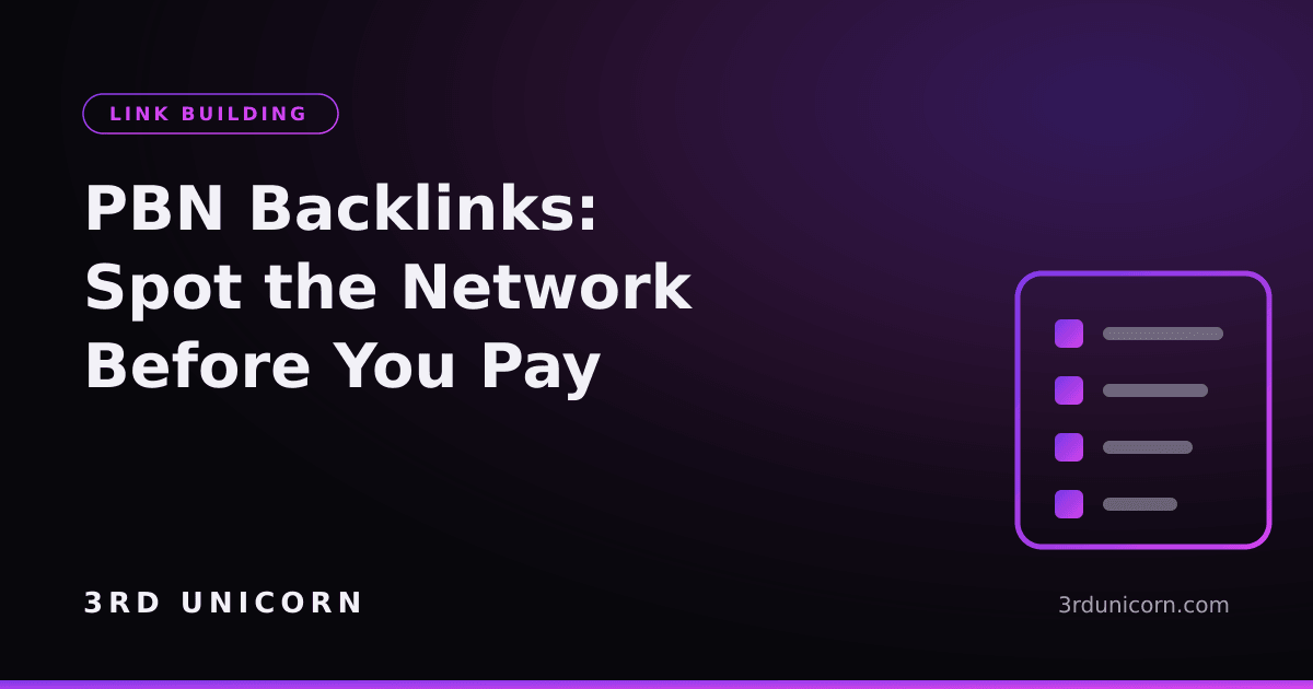 Branded graphic: PBN backlinks — how to spot a private blog network before you pay